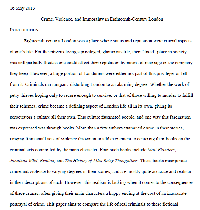 Crime, Violence, and Immorality in Eighteenth-Century London